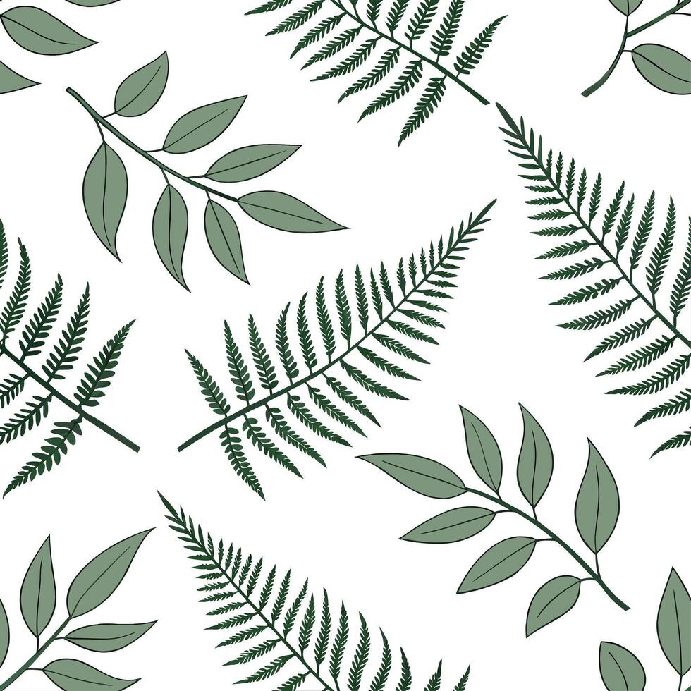 Serene summer leaves seamless pattern with light green foliage and soft earth tones for relaxed spaces concept as Light green foliage and soft earth tones arranged seamlessly to cr Dynamic Set 2 vector