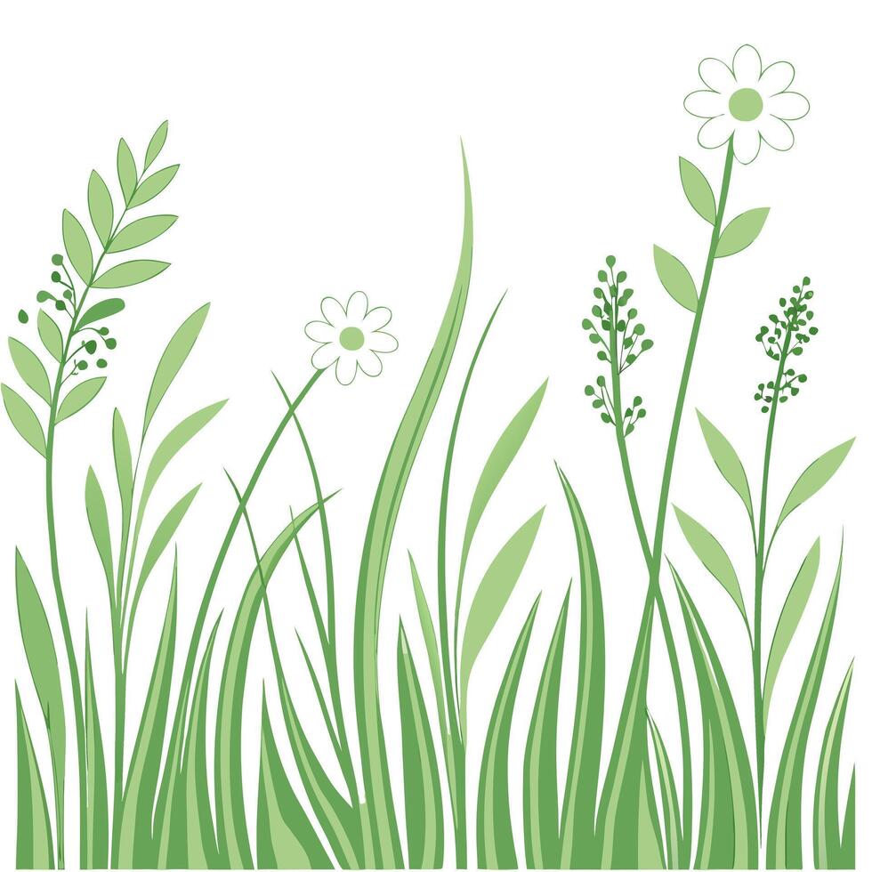 Serene spring meadows seamless tile pattern with wildflowers soft grasses and an atmosphere of rejuvenation concept as Wildflowers and soft grasses in a serene spring meadow create Dynamic vector
