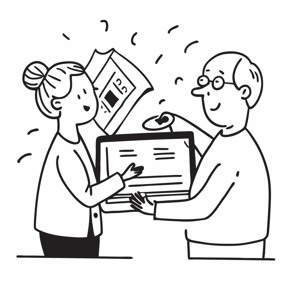 Senior couple reviewing retirement investments concept as High resolution image of a senior couple reviewing their retirement investments with a glossy backdrop highlighting the im Dynamic vector