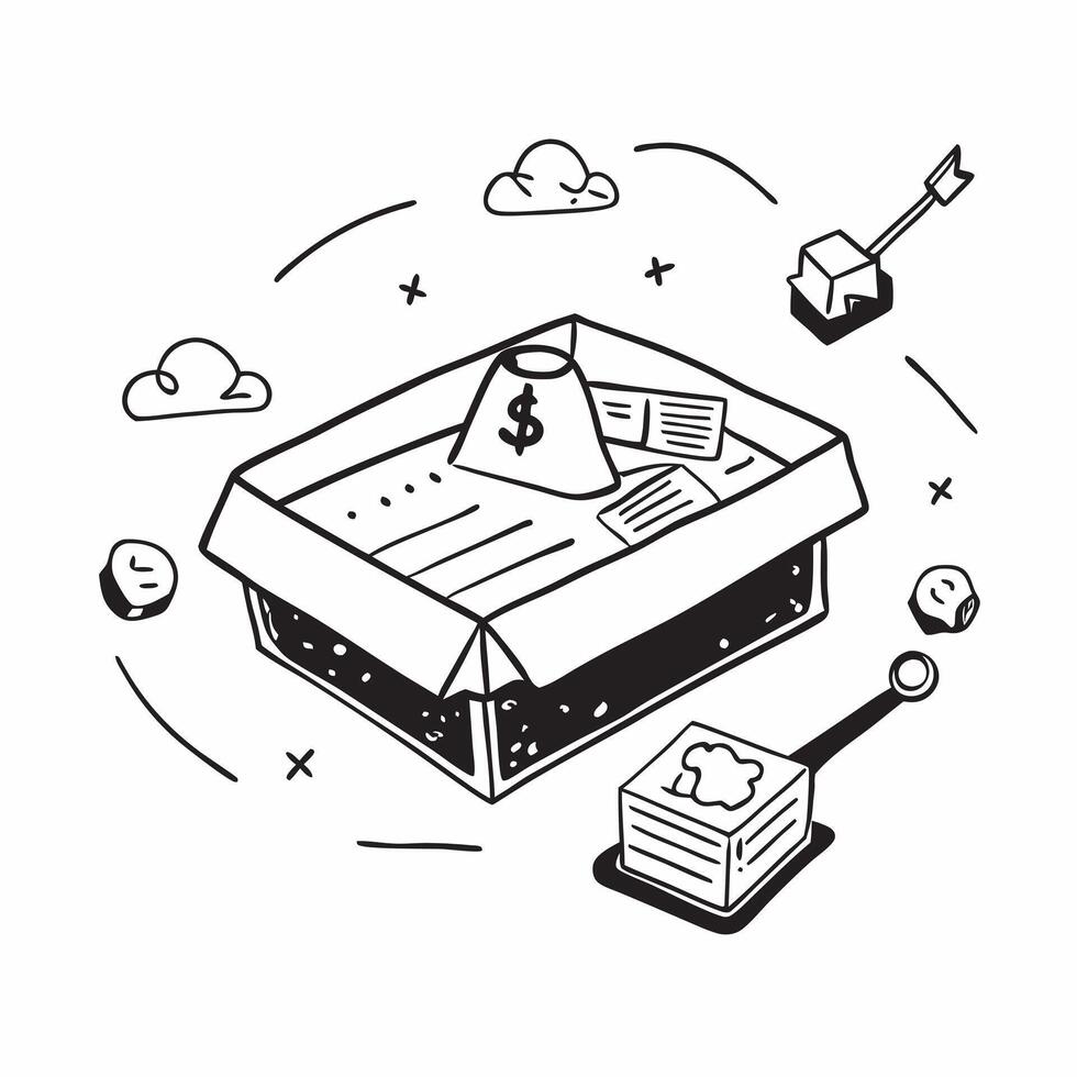 Sandbox illustration with copy space for business reports concept as A visually appealing sandbox illustration with copy space designed to enhance business reports and presentation Dynamic Set 2 vector