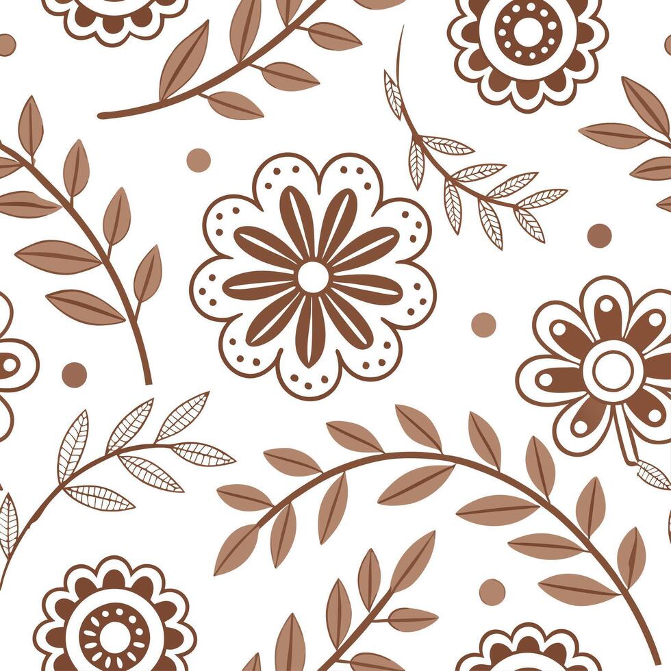 Rustic vintage embroidery seamless tiles earthy tones on white background ideal for farmhouse style concept as Designing seamless tile with rustic vintage embroidery patterns in ea Dynamic vector