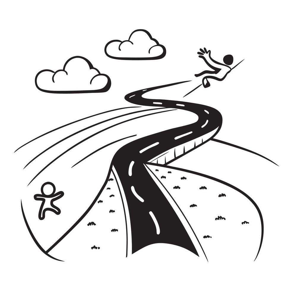 Runners silhouette with open road concept as A runners silhouette blended with an open road symbolizing hope and the journey ahead Ideal for sports and motivational ads in Photo Dynamic vector