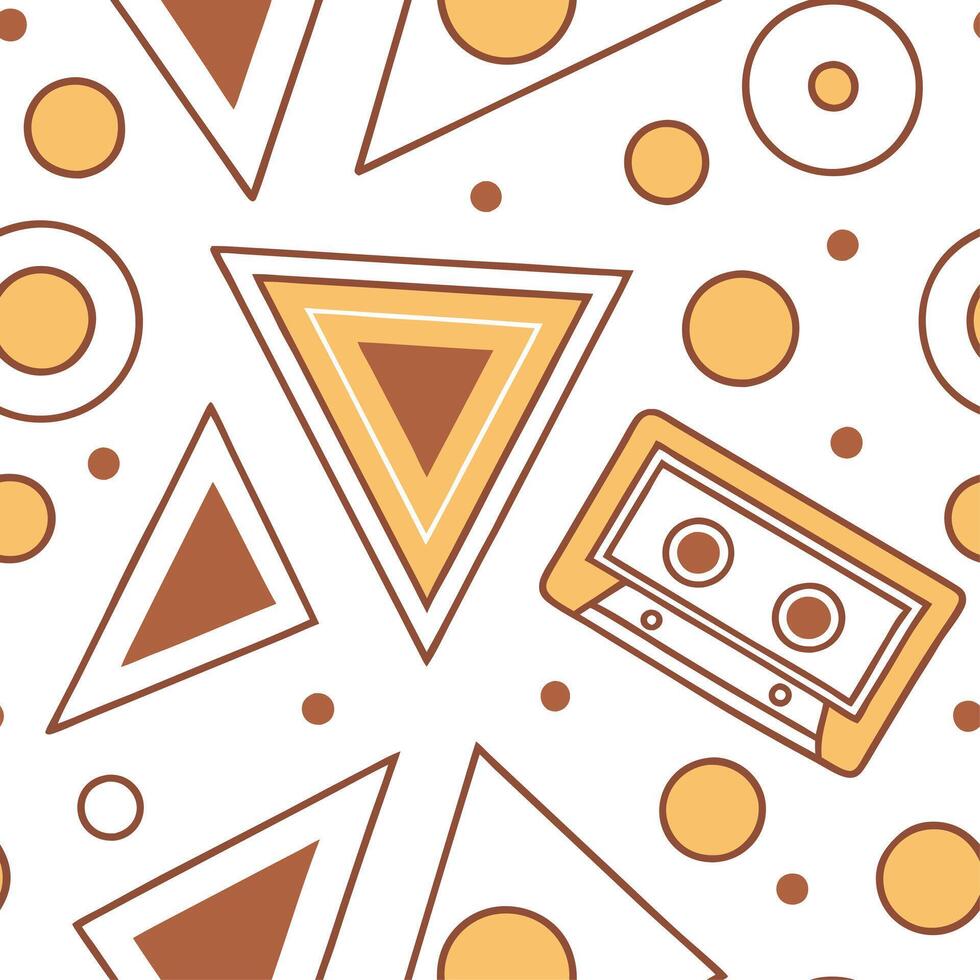 Retro geometric seamless tile pattern warm tones on white background perfect for inviting designs concept as Creating seamless tile with retro geometric patterns in warm tones on w Dynamic Set 2 vector
