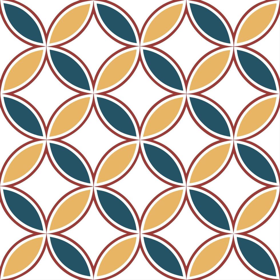 Retro geometric seamless tile pattern jewel split complementary colors on white background ideal for balanced luxe designs concept as Designing seamless tile with retro geometric p Dynamic vector