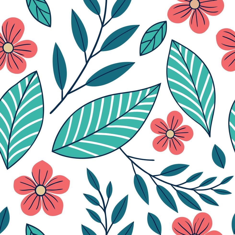 Retro botanical seamless pattern with bold colors for lively interiors concept as Vibrant botanical elements in a retro seamless pattern bringing energy and life to interiors in P Dynamic vector