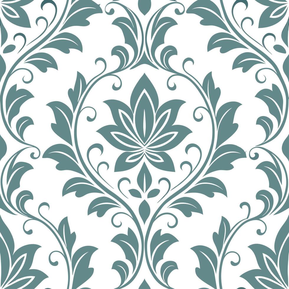 Retro damask seamless pattern with muted tones for classic home decor concept as Subtle retro damask motifs in a seamless pattern using muted color tones for timeless home decorati Dynamic vector