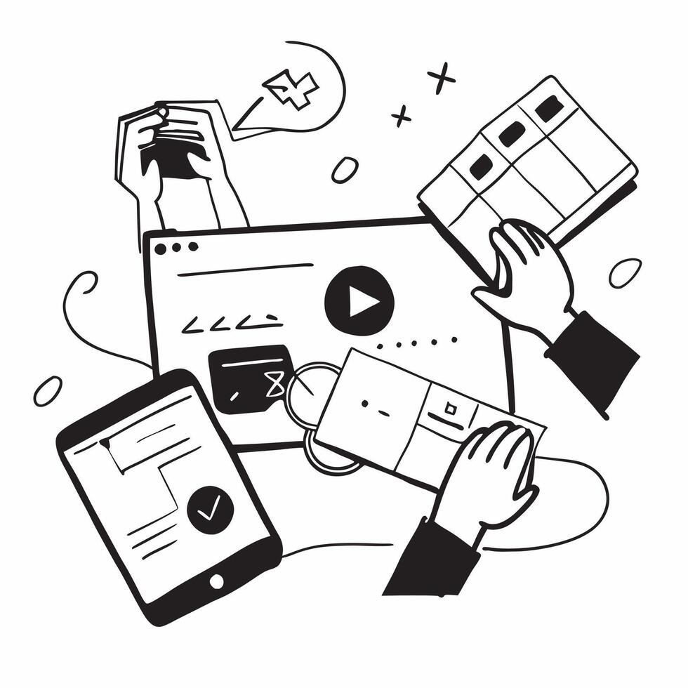 Remote team collaborating on a software development project concept as A illustration of a remote team collaborating on a software development project using coding tools and Dynamic vector