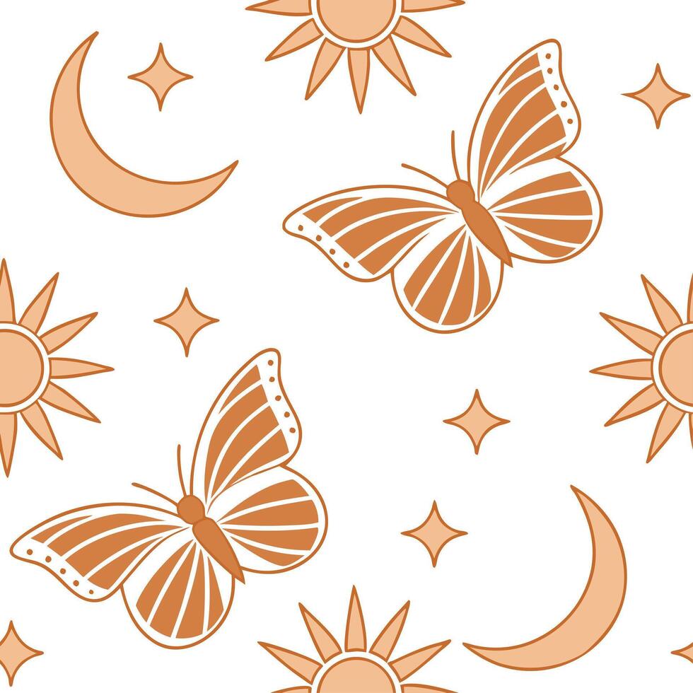 Relaxing summer sun seamless tile pattern with light orange and soft sunburst designs for cozy spaces concept as Soft orange tones and sunburst designs arranged seamlessly to creat Dynamic vector