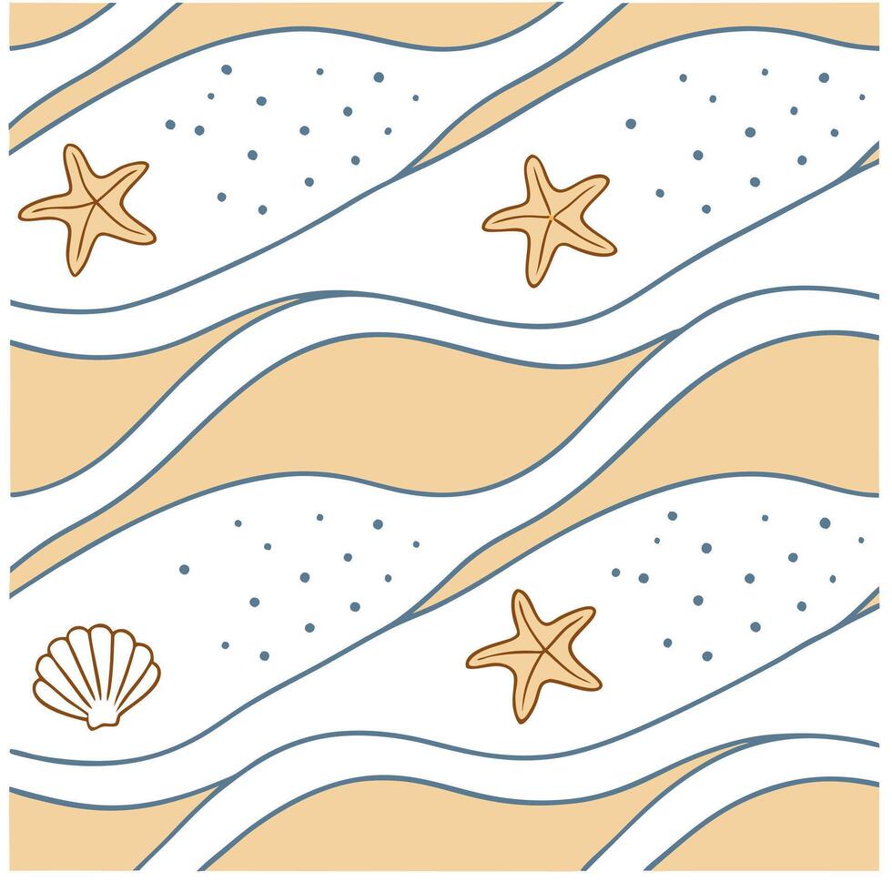 Relaxing summer seamless pattern with soft waves and sandy beaches for tranquil coastal spaces concept as Soft waves and sandy beaches arranged in a seamless pattern for creating a Dynamic vector