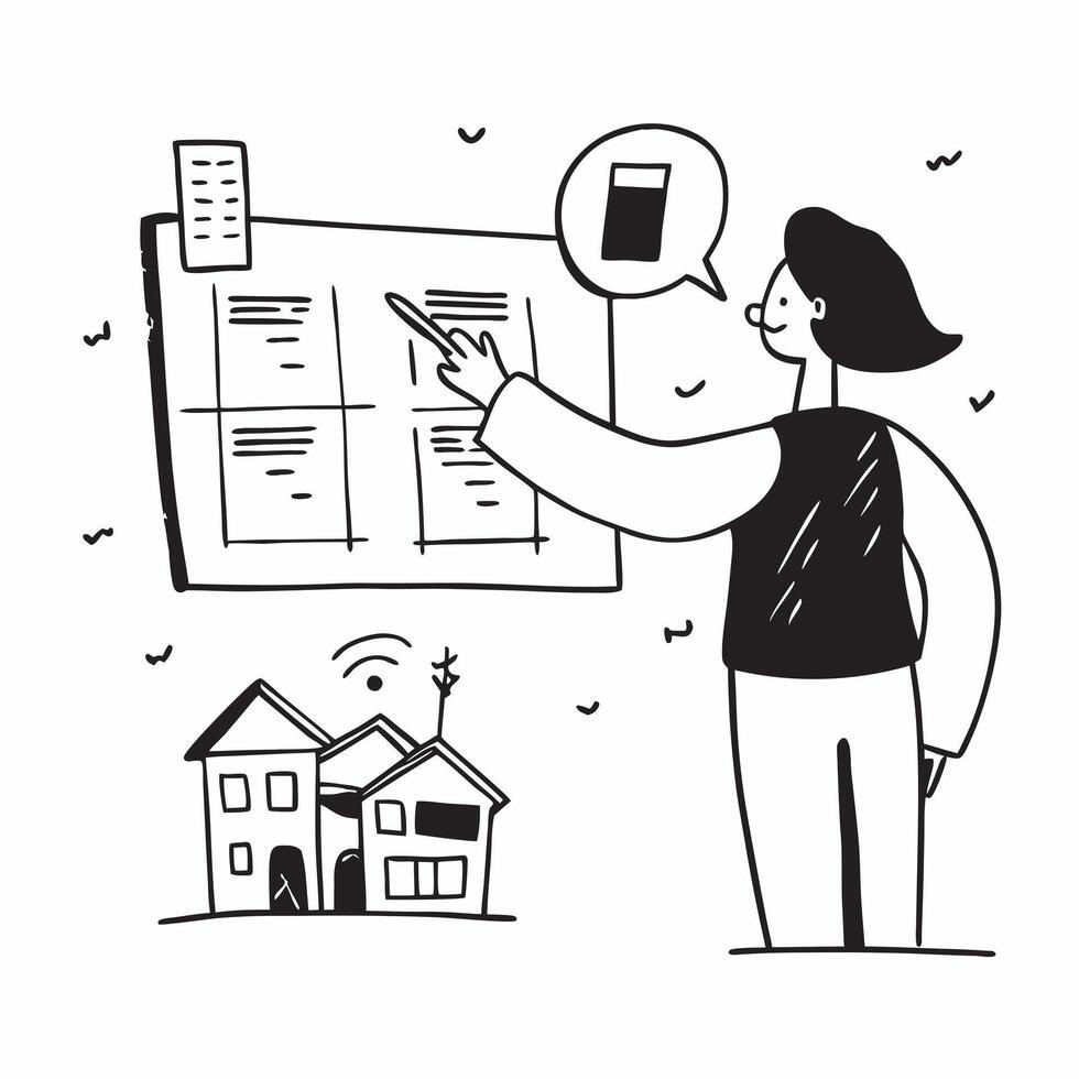 Realtor demonstrating a mockup apartment for sale in a gated community concept as A realtor demonstrates a mockup apartment for sale in a gated community focusing on security and e Dynamic vector