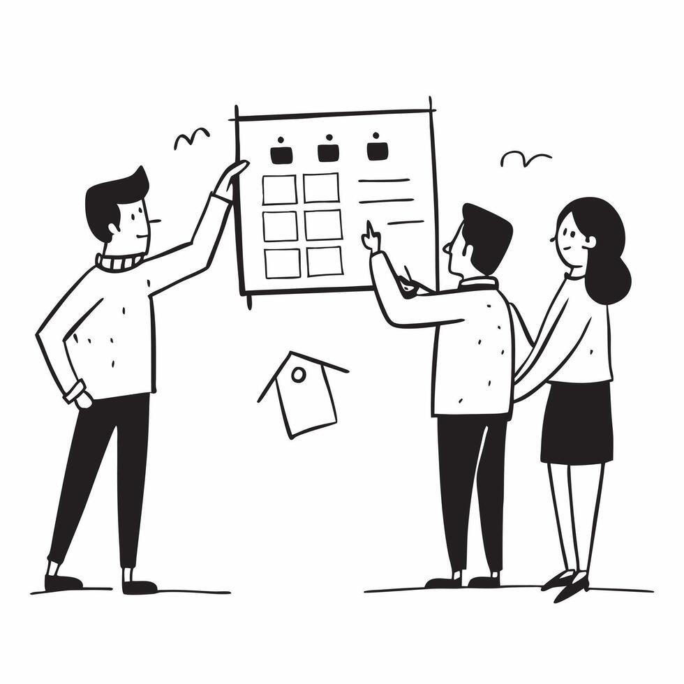 Real estate ambassador demonstrating a mockup house for sale to potential buyers concept as A real estate ambassador demonstrates a mockup house for sale to potential buyers focusi Dynamic Set 2 vector