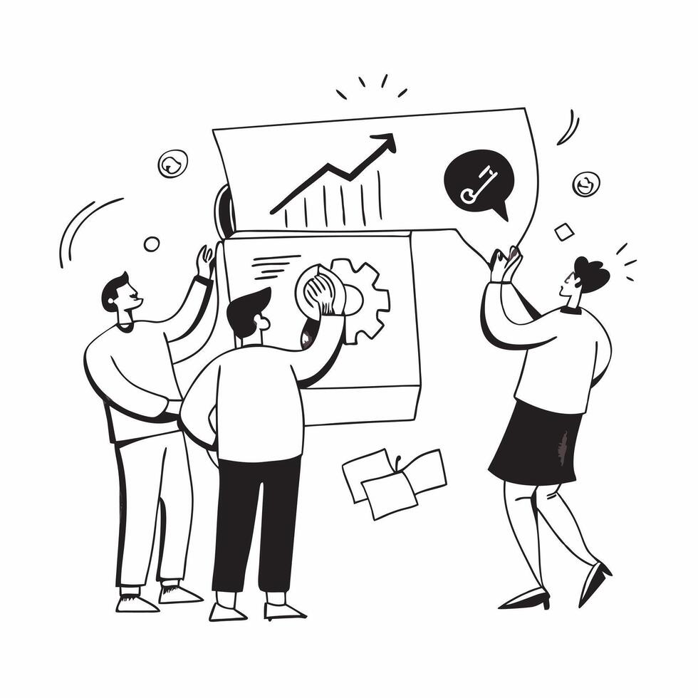 Professionals brainstorming in a meeting concept as High resolution image of professionals brainstorming in a meeting with a glossy backdrop capturing creativity and growth mindset Dynamic vector