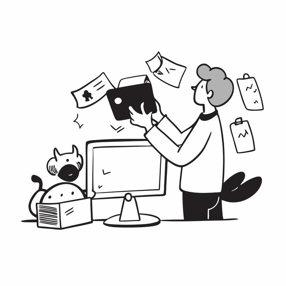 Professional working with a pet nearby concept as High resolution image of a professional working with a pet nearby capturing the comfort and joy pets bring to the work life balanc Dynamic vector