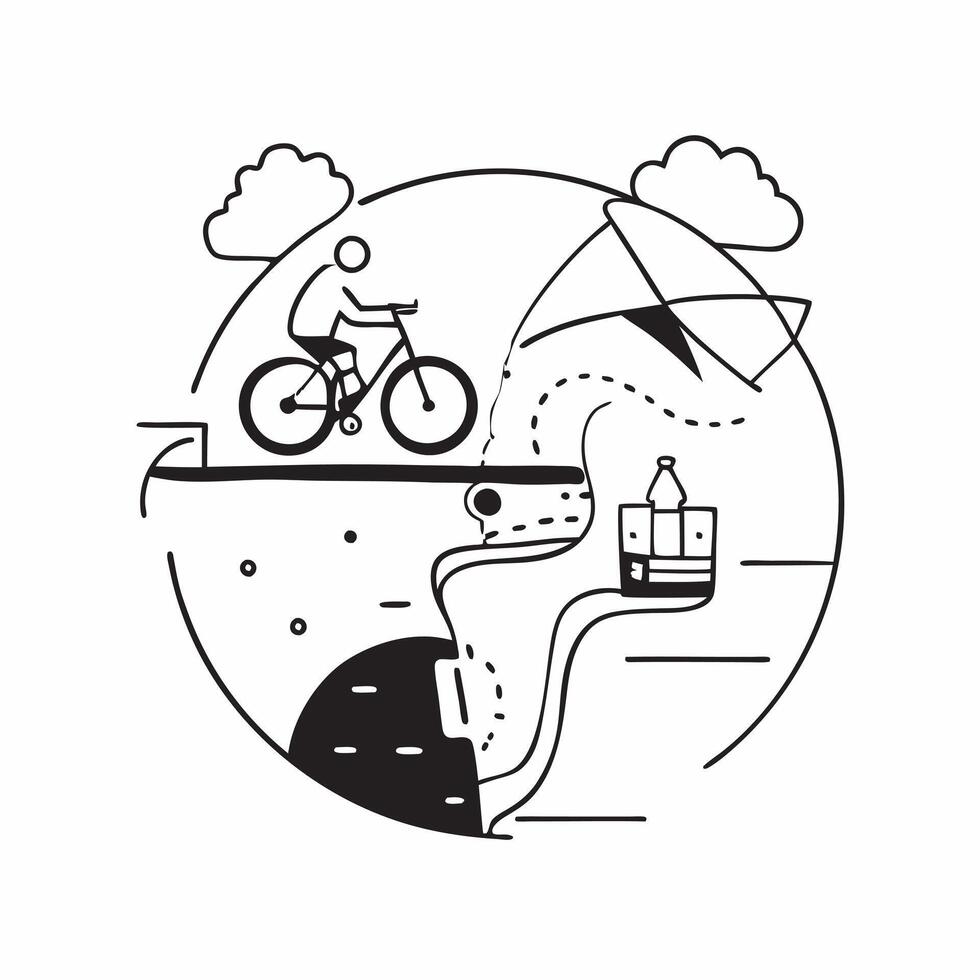 Professional taking a scenic bike ride during lunch break concept as High resolution image of a professional taking a scenic bike ride during lunch break highlighting the benefits Dynamic Set 2 vector
