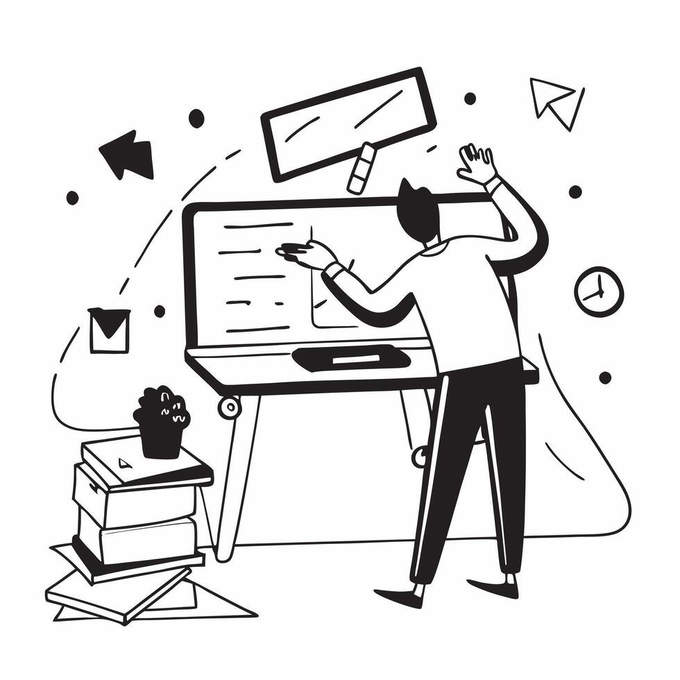 Professional using a standing desk at home concept as High resolution image of a professional using a standing desk at home capturing the blend of productivity health and work life Dynamic Set 2 vector