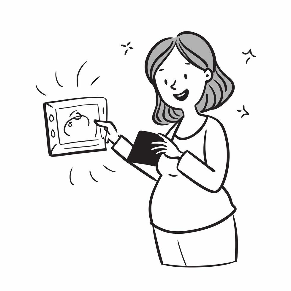 Pregnant woman with ultrasound photo concept as High resolution image of a pregnant woman holding an ultrasound photo with a glossy backdrop capturing the excitement and anticipati Dynamic vector