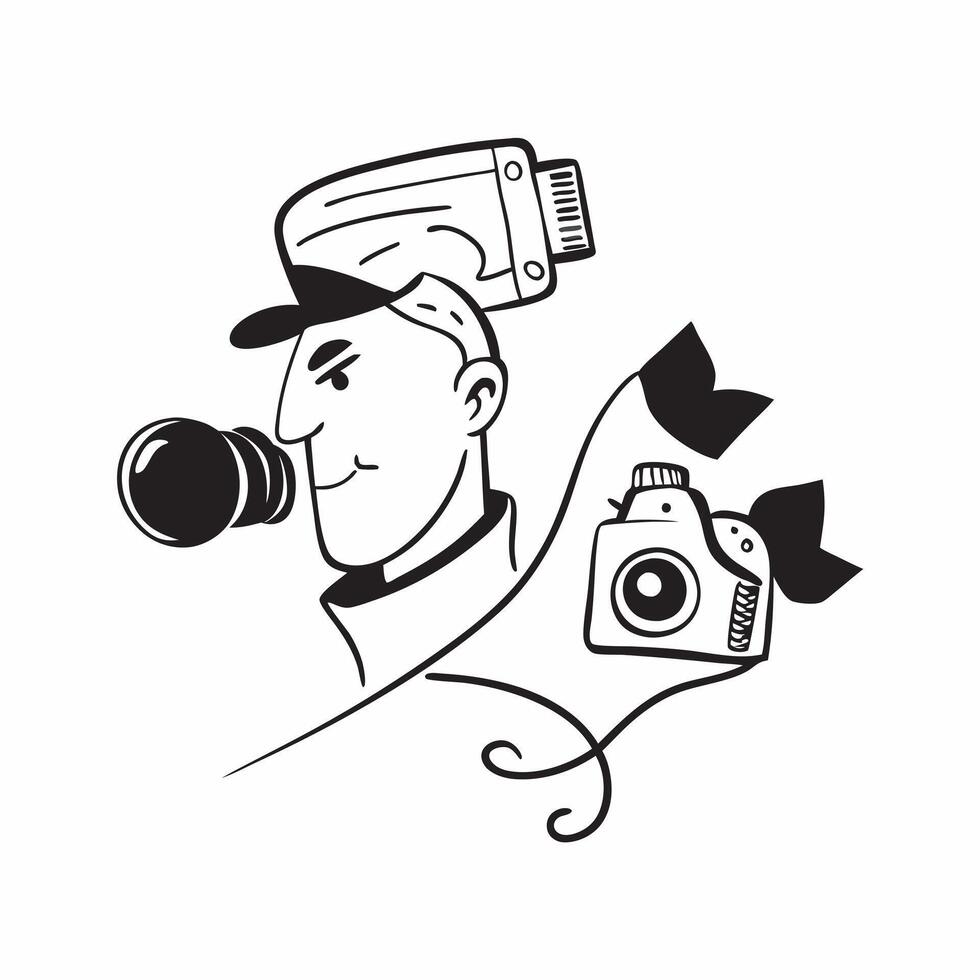 Photographer double exposure with camera concept as A photographers profile combined with a camera symbolizing photographic responsibility and creativity Ideal for photography and Dynamic vector