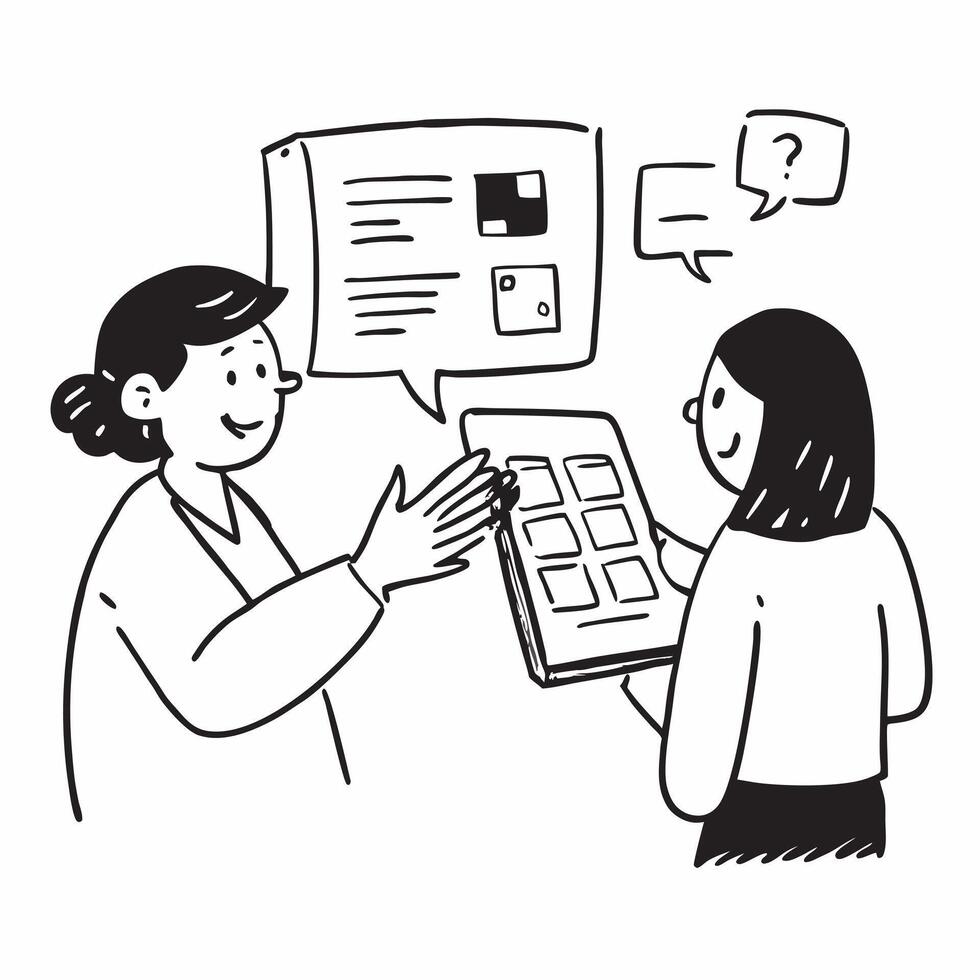 Pharmacist explaining medication to a patient concept as A pharmacist explains medication instructions to a patient showcasing expertise and patient education Perfect for pharmacy Dynamic vector