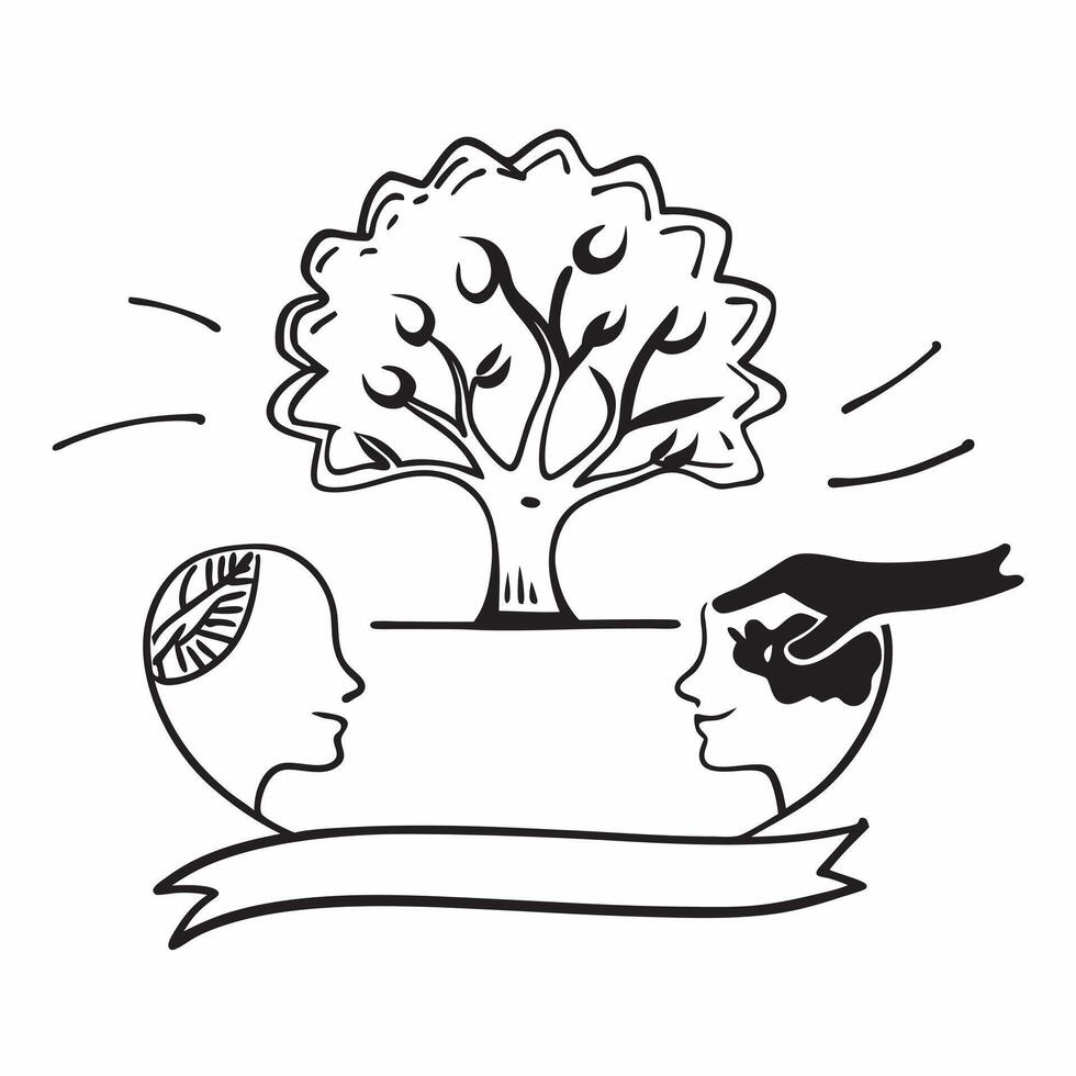 Parent and child with a tree concept as A parent and childs profile merged with a tree symbolizing hope and growth for the future generation Ideal for family and environmental ads Dynamic vector