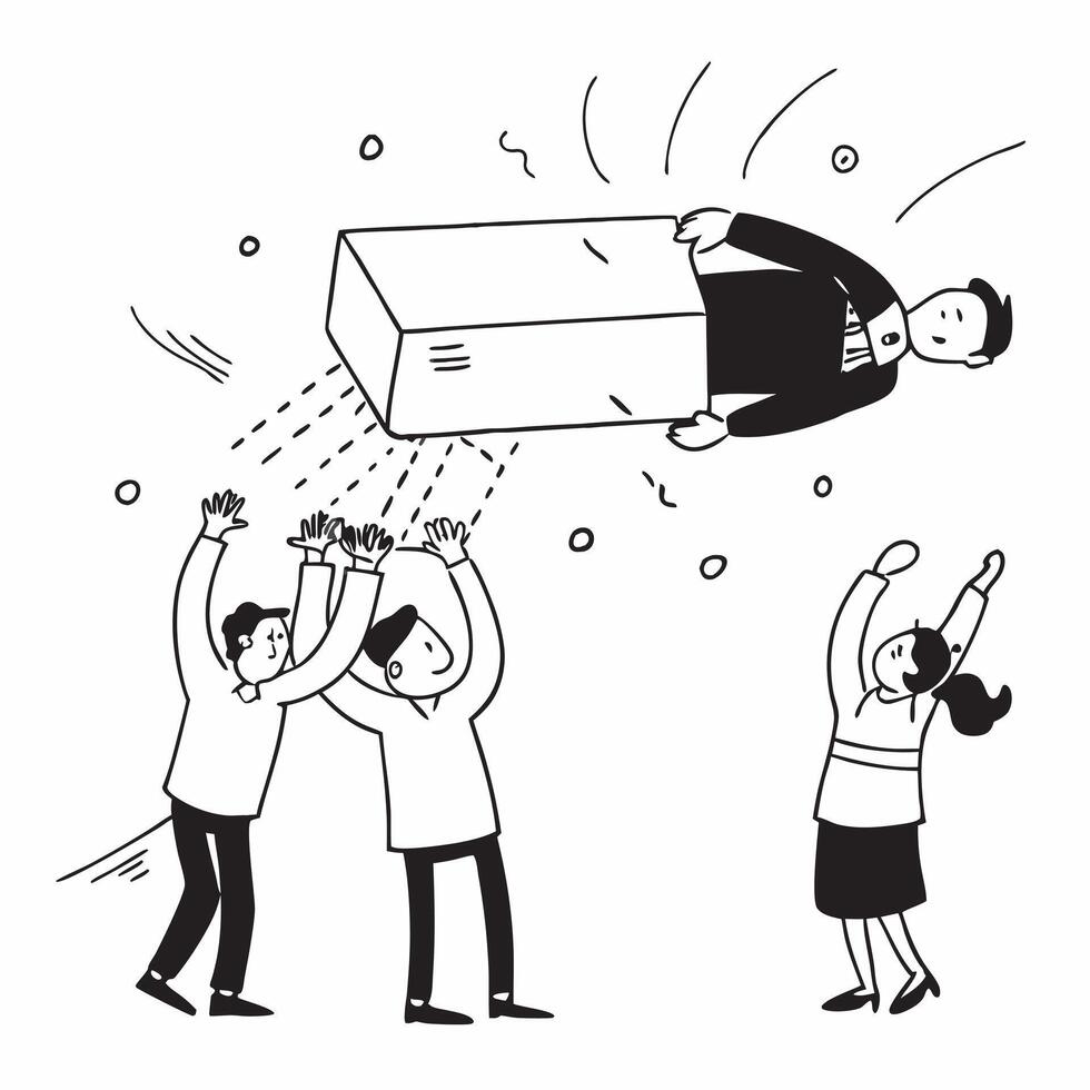 Office workers dealing with a fall during a holiday celebration concept as High resolution image of office workers dealing with a fall during a holiday celebration highlighting the Dynamic Set 2 vector