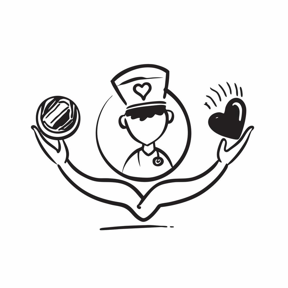Nurses silhouette with heart symbol concept as A nurses silhouette combined with a heart symbol representing hope in healthcare and compassion Ideal for healthcare and medical ads Dynamic vector