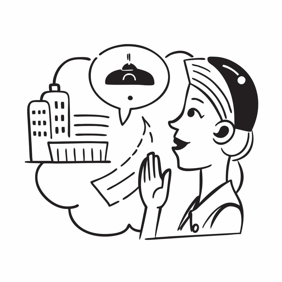Nurse double exposure with hospital scene concept as A nurses profile combined with a hospital scene symbolizing healthcare responsibility and patient care Ideal for healthcare an Dynamic vector