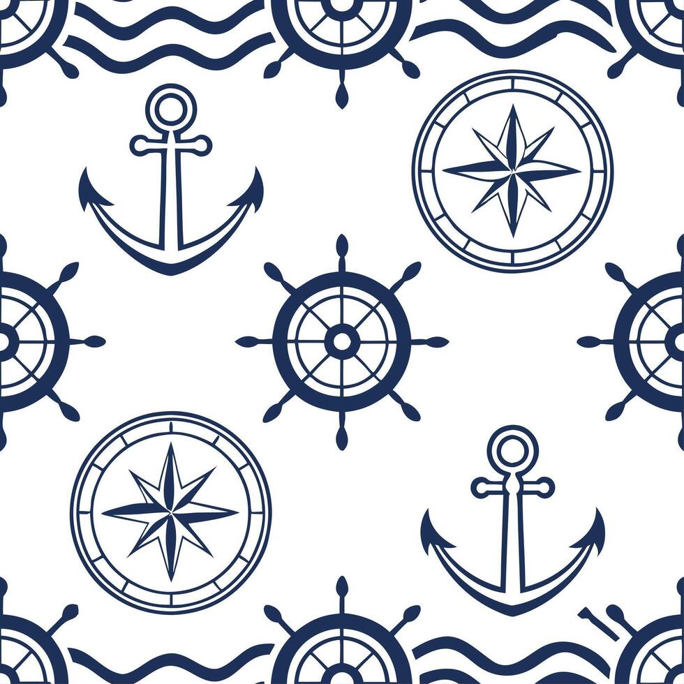 Nautical frame seamless tile pattern with maritime motifs and sea inspired elements concept as Maritime nautical frames create seamless tile patterns with sea inspired motifs addin Dynamic vector
