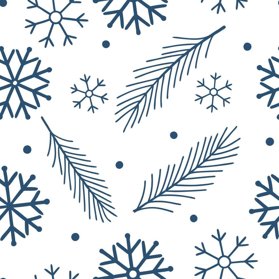 Minimalist snowflake and pine branch seamless tile pattern with clean lines and cool tones concept as Clean lined snowflakes paired with pine branches create a minimalist seamless Dynamic vector