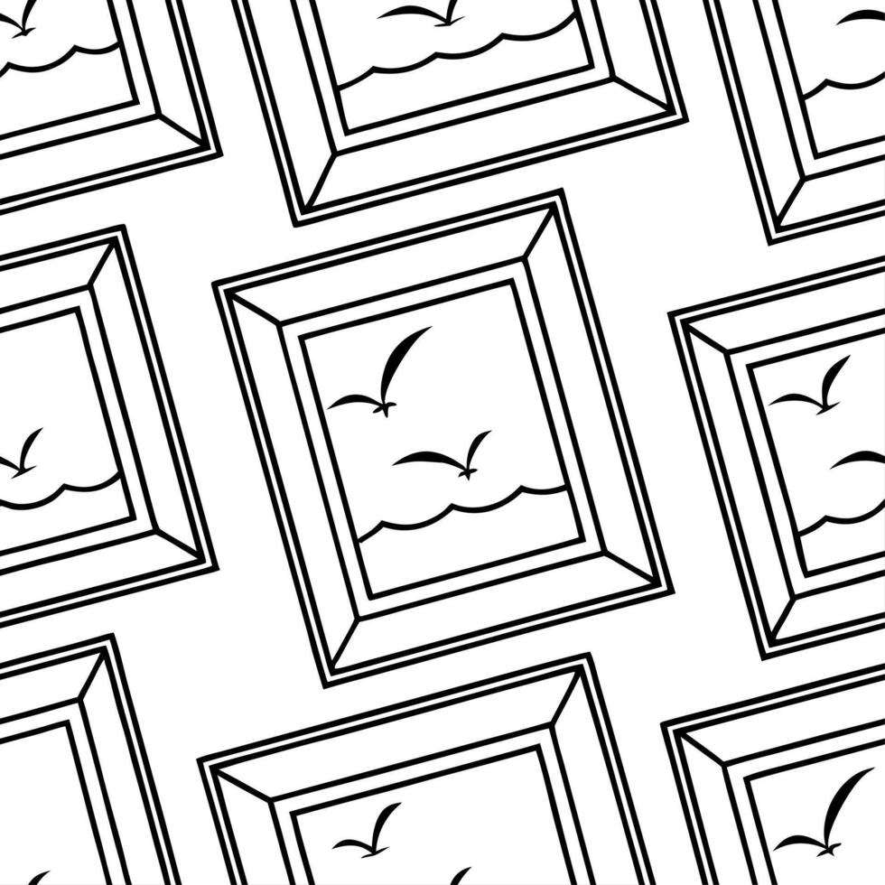 Minimalist black and white frame seamless tile pattern with clean lines and simplicity concept as Clean minimalist black and white frames create seamless tile patterns emphasizing Dynamic vector
