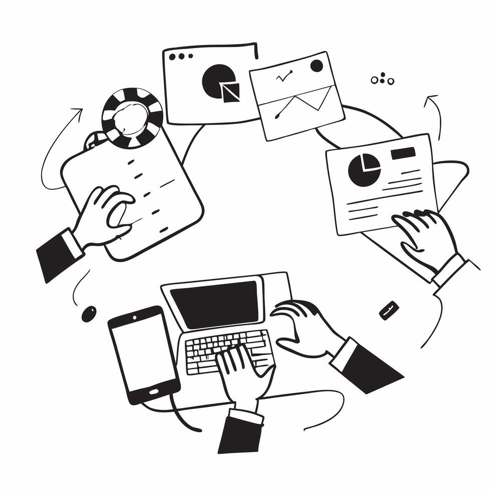 Marketing team collaborating on a brand strategy concept as A illustration of a marketing team collaborating on a brand strategy using laptops and digital tools with an 8 co Dynamic vector