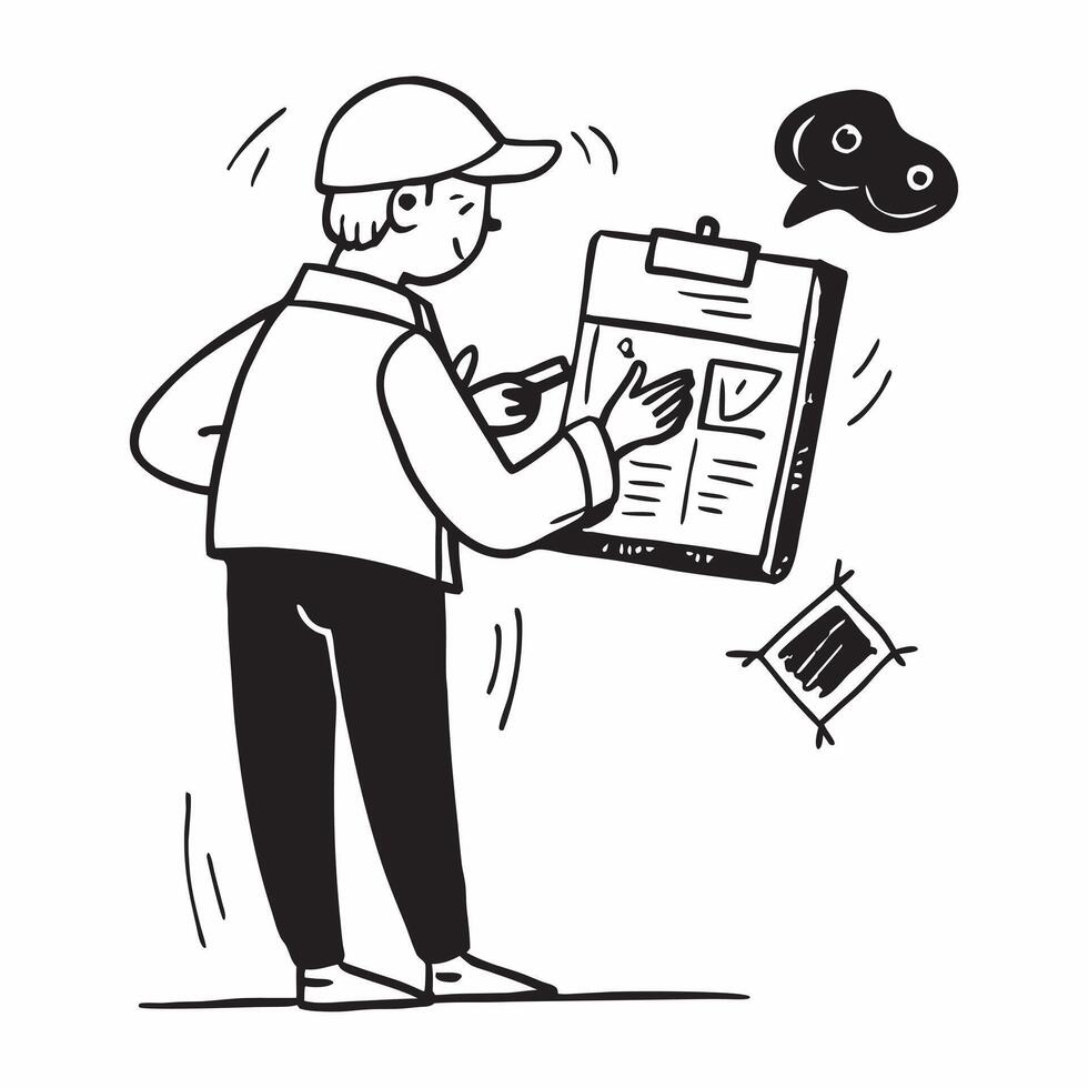 Manager checking safety equipment during holiday prep concept as High resolution image of a manager checking safety equipment during holiday preparations at work highlighting the i Dynamic Set 2 vector