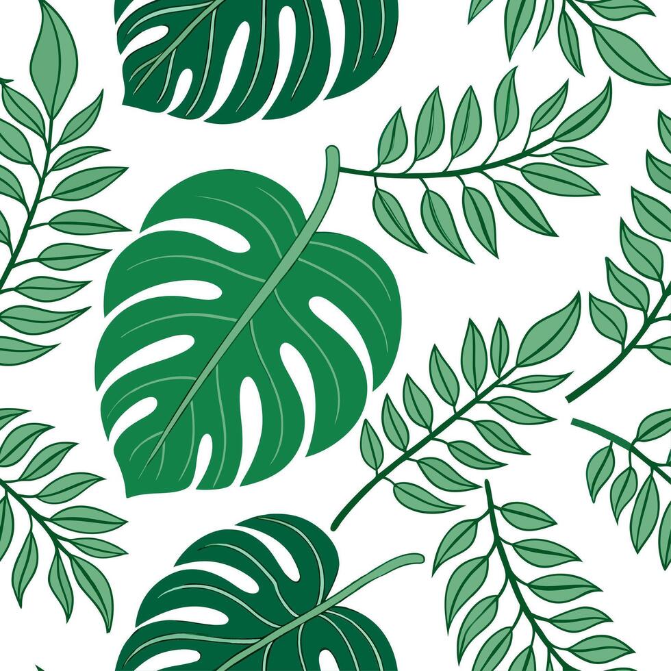 Lush summer leaves seamless pattern with tropical vines and tendrils for lively tropical spaces concept as Tropical vines and tendrils arranged in a seamless tile pattern to infuse Dynamic vector