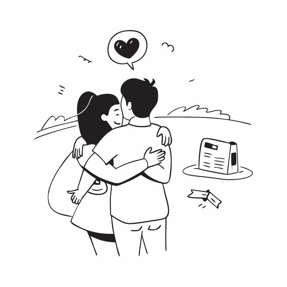 Lovers reuniting at a romantic getaway concept as Lovers reuniting blended with a romantic getaway scene symbolizing the passion and joy of reuniting with a loved one Perfect for Dynamic vector