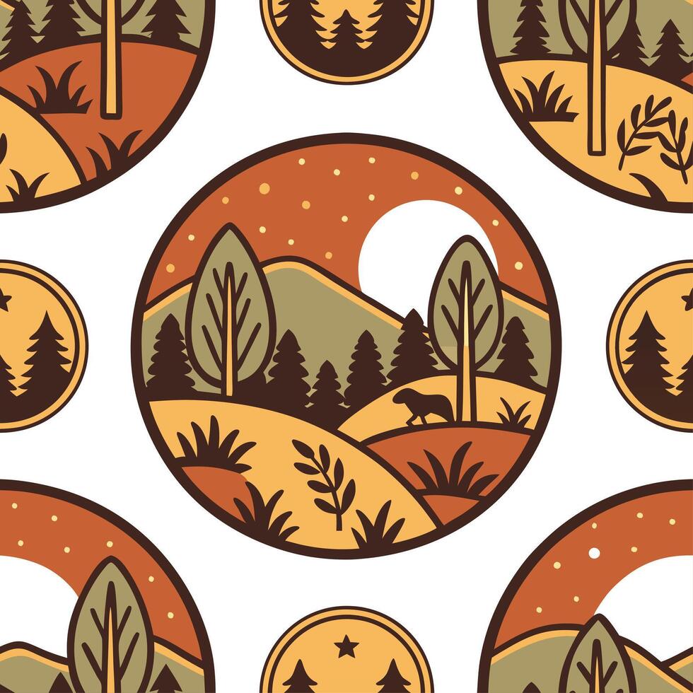 Local folklore scenes and mythical creatures seamless tile pattern with vibrant and earthy tones concept as Vibrant and earthy tones highlight local folklore scenes and mythical cr Dynamic vector