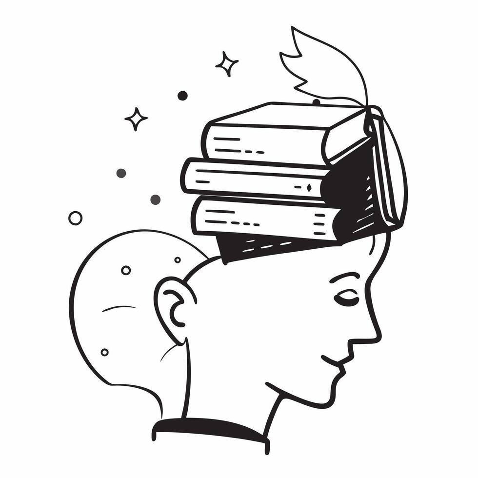 Librarian double exposure with books concept as A librarians profile combined with books representing educational responsibility and knowledge sharing Ideal for library and educat Dynamic vector