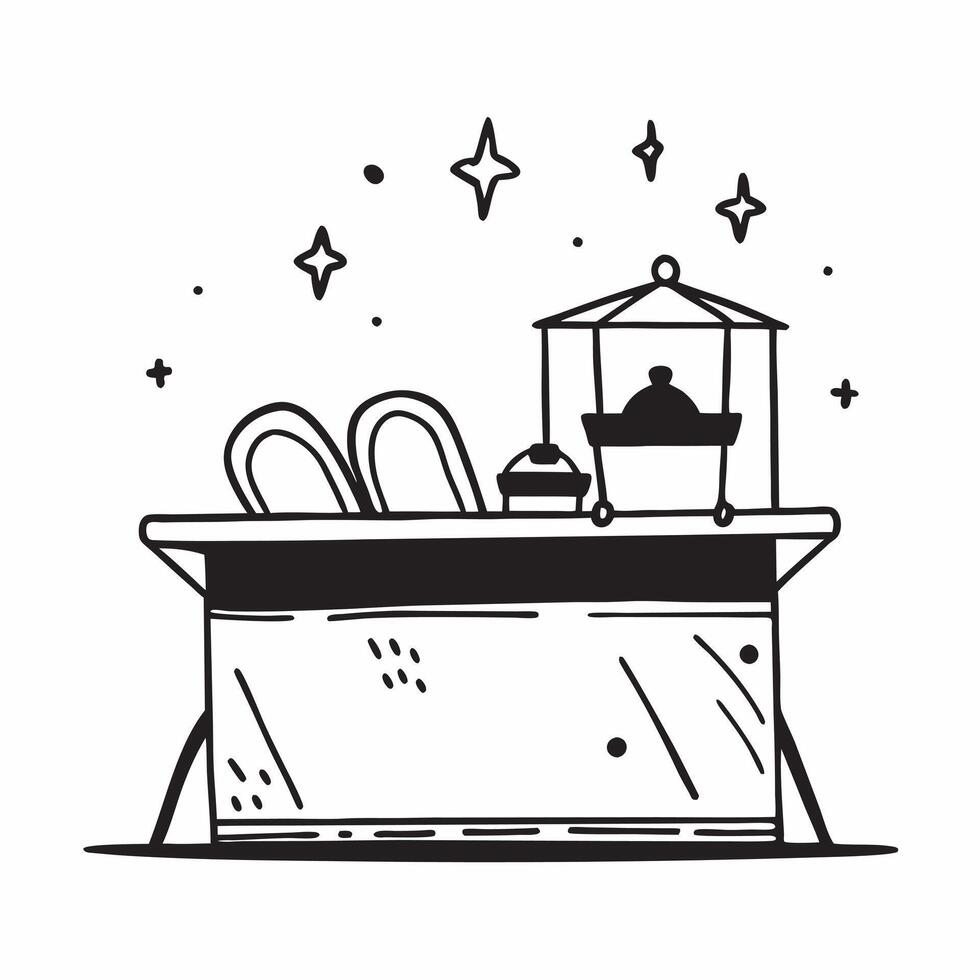 Lanterns and market table icon with ample space for text and graphics concept as An iconographic lanterns and market table design offering ample space for both text and graphics pe Dynamic vector