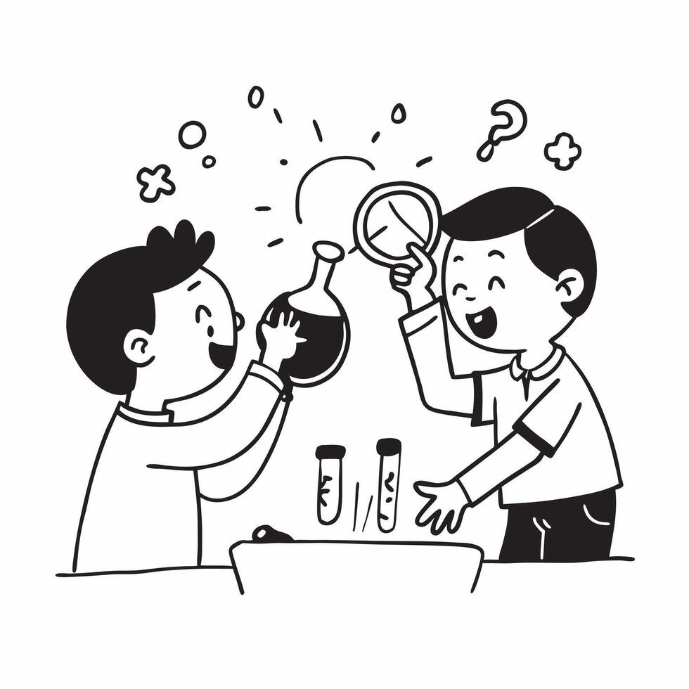 Kids engaging in a science experiment concept as High resolution image of kids engaging in a science experiment with a glossy backdrop showcasing curiosity and learning through exp Dynamic Set 2 vector