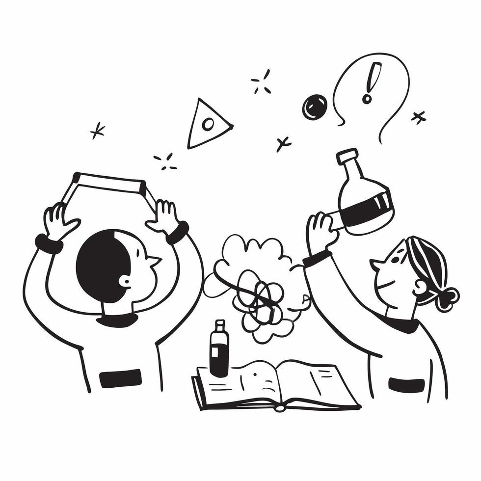 Kids in science class concept as High resolution image of kids enjoying science class with a glossy backdrop capturing their curiosity and excitement for learning in the new school Dynamic Set 2 vector