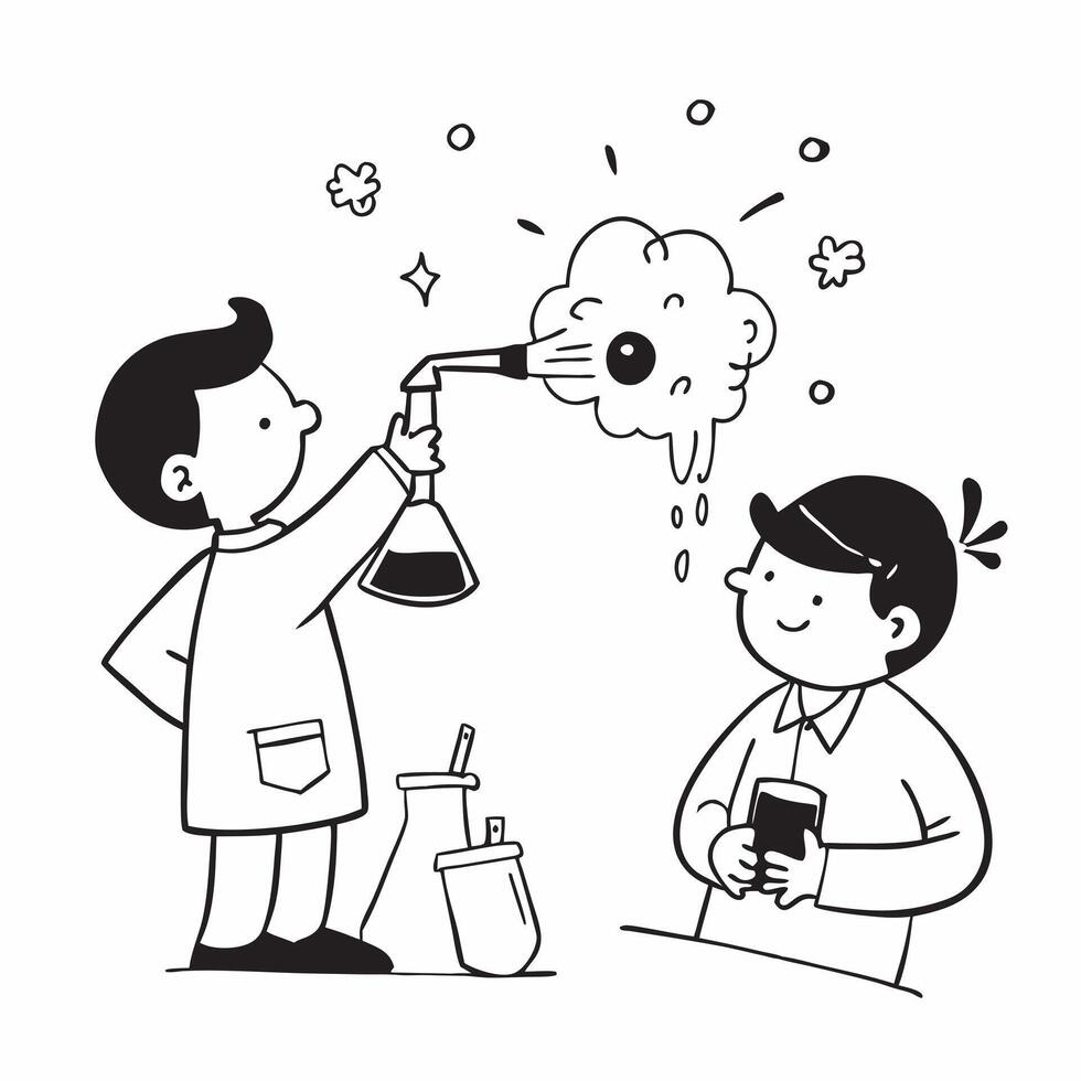 Kids engaging in a science experiment concept as High resolution image of kids engaging in a science experiment with a glossy backdrop showcasing curiosity and learning through exp Dynamic vector