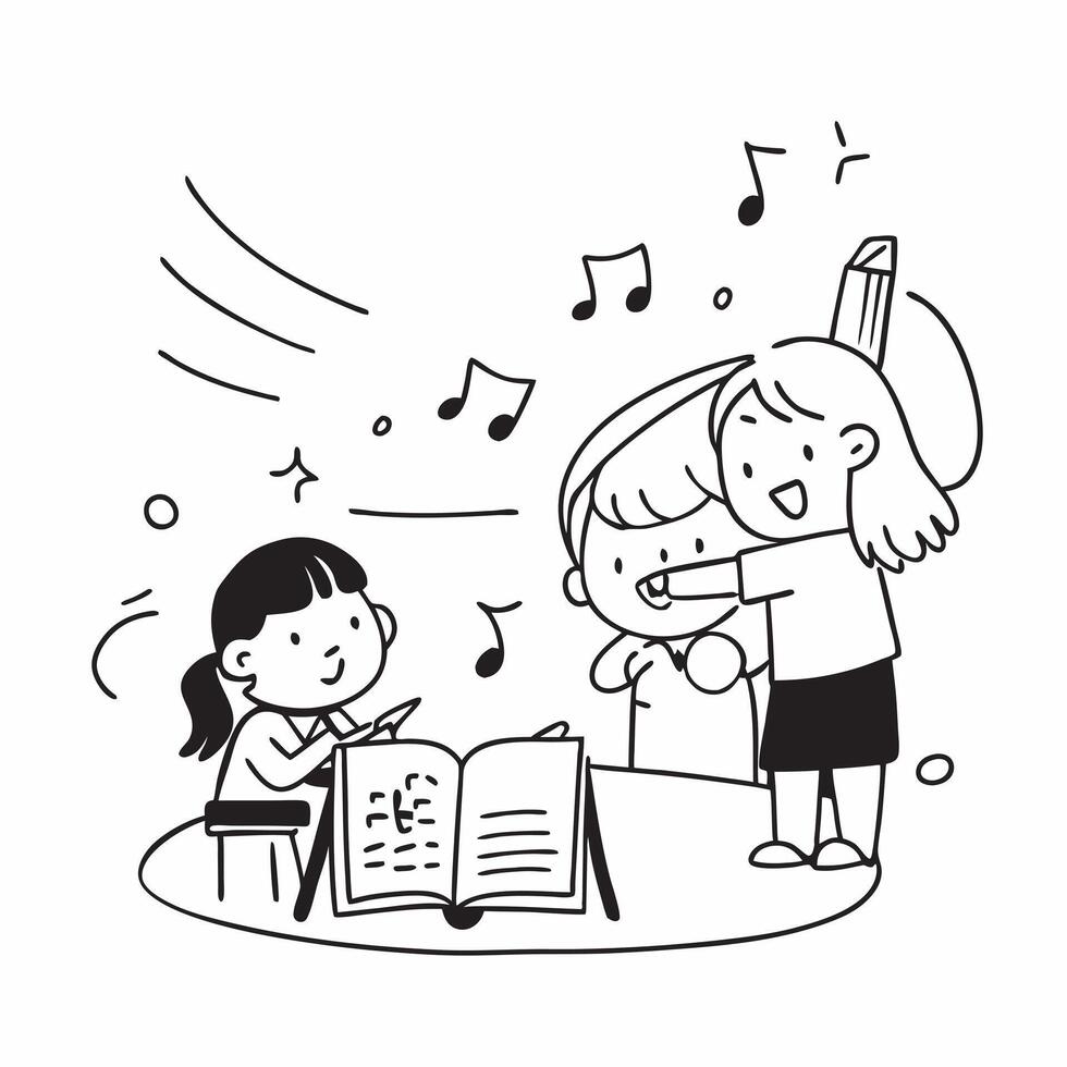 Kids at music class concept as High resolution image of kids enjoying music class with a glossy backdrop highlighting their creativity and excitement for the new school year in Ph Dynamic vector