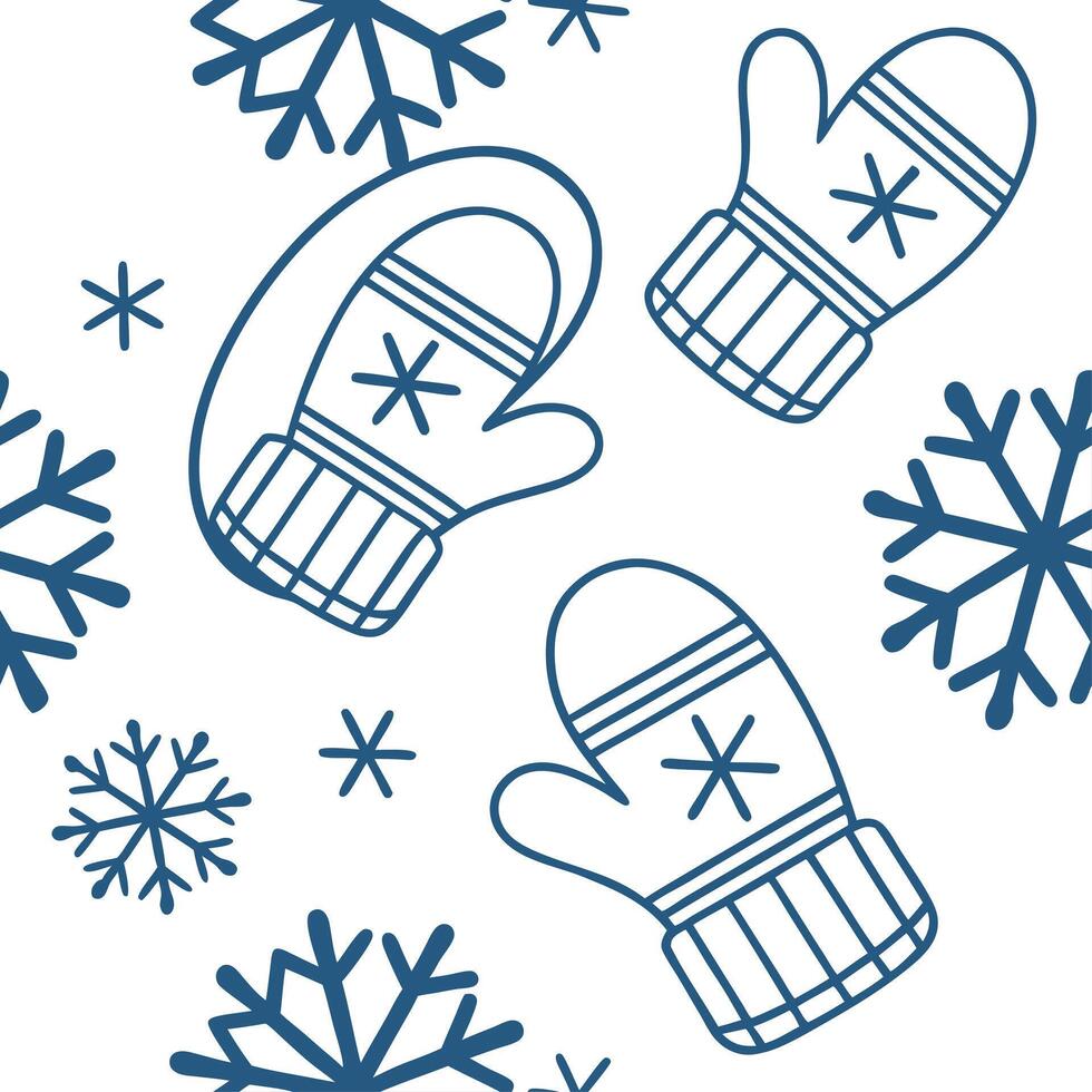 Icy snowflake and mitten seamless tile pattern with cool blue and white tones concept as Cool blue and white tones highlight icy snowflakes paired with cozy mittens in a seamless t Dynamic vector