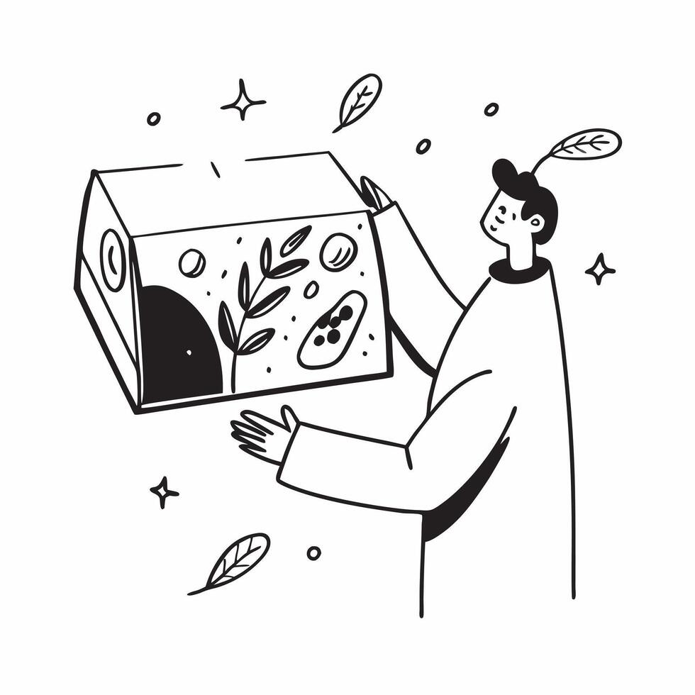 Health coach showcasing a mockup plant based food box concept as A health coach showcases a mockup plant based food box highlighting its nutritional benefits and clean ingredients Dynamic vector