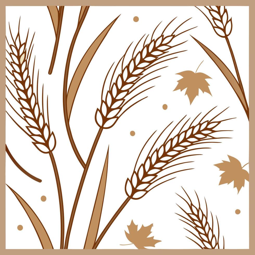 Harvest wheat seamless tile pattern with golden wheat stalks and autumn textures concept as Golden wheat stalks with autumn textures create a harvest wheat seamless tile pattern pe Dynamic vector