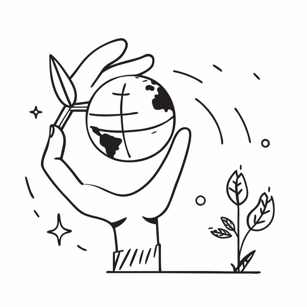 Hand holding a cut leaf with a wind farm in the background concept as A hand holding a cut leaf with a wind farm in the background symbolizing renewable energy and corporate social Dynamic vector