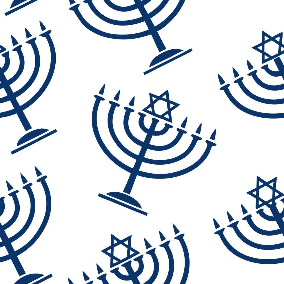 Hanukkah menorahs seamless tile pattern with blue and white colors for Jewish holiday decor concept as Blue and white menorahs arranged seamlessly to create elegant Hanukkah home d Dynamic Set 2 vector