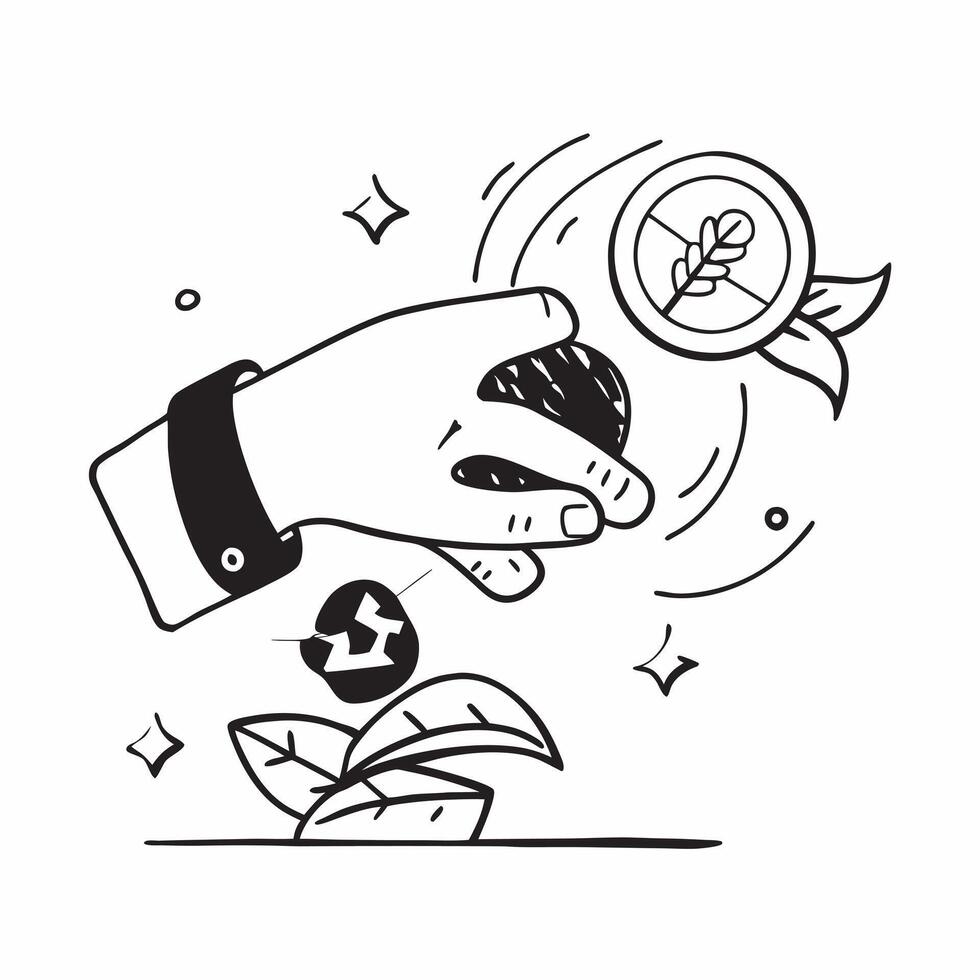 Hand holding a cut leaf near a recycling symbol concept as A hand holding a cut leaf near a recycling symbol promoting recycling and waste management as part of corporate social re Dynamic vector