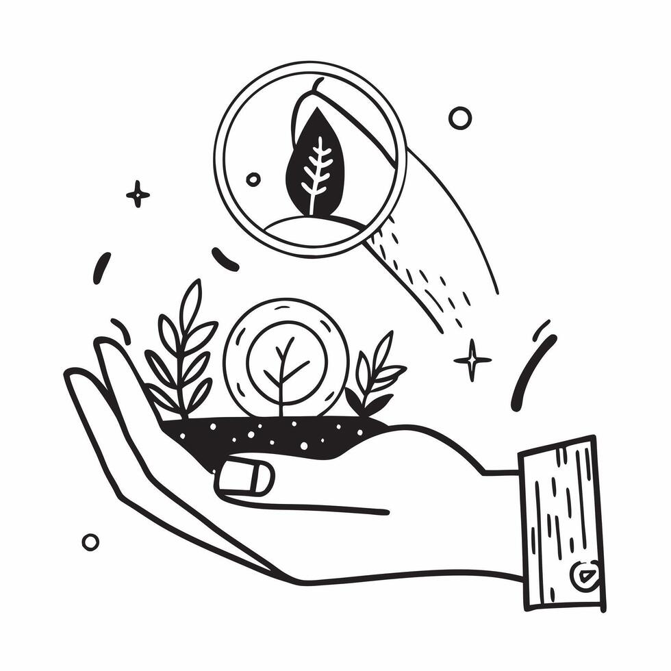 Hand holding a cut leaf in a community garden concept as A hand holding a cut leaf in a community garden highlighting local environmental projects and corporate social responsibili Dynamic vector
