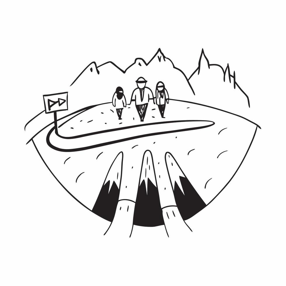 Group hiking through a cool mountain trail concept as High resolution image of a group hiking through a cool mountain trail to escape the heat highlighting adventure nature and tea Dynamic Set 2 vector