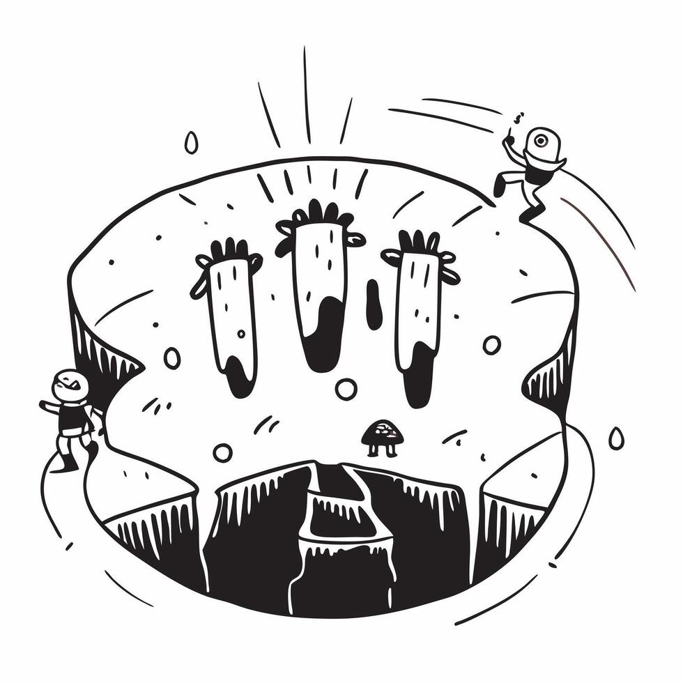 Group exploring a cool cave system concept as High resolution image of a group exploring a cool cave system to escape the heat emphasizing adventure exploration and natural wonder Dynamic Set 2 vector