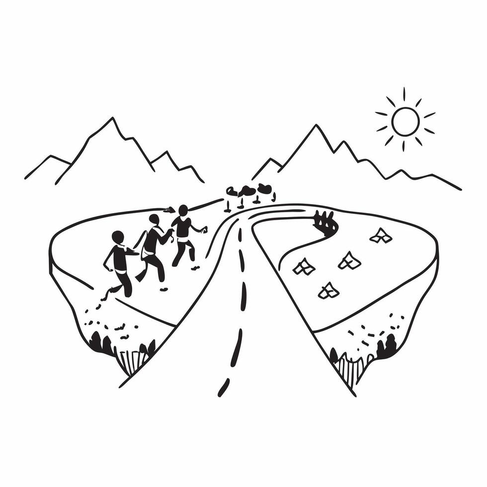 Group hiking through a cool mountain trail concept as High resolution image of a group hiking through a cool mountain trail to escape the heat highlighting adventure nature and tea Dynamic vector